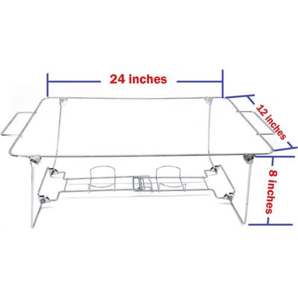 6 Pack Buffet Wire Rack Folding Chafing Stand Chrome Frame Serving Trays